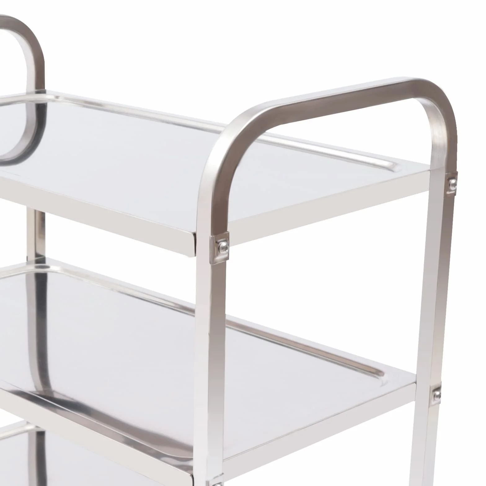 Carro de servicio de 3 niveles, 85 x 45 x 90 cm, acero inoxidable con freno, carrito de metal, restaurante, hotel, escuela, oficina, cocina, carrito