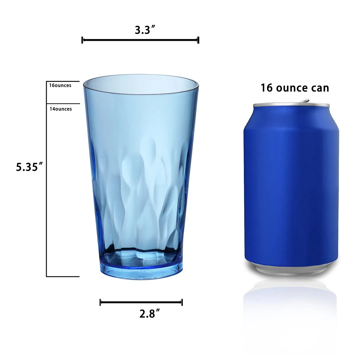 JGIRL Vasos de plástico irrompibles [juego de 6] vasos inastillables, vasos reutilizables, vasos de vidrio de plástico, vasos para beber, aptos para lavavajillas (16 onzas)
