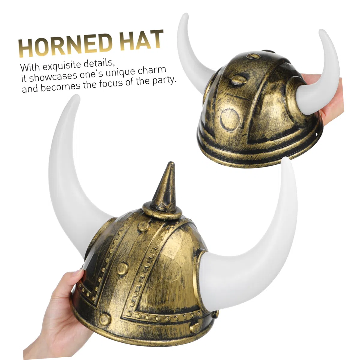 Sombrero Vikingo de Plástico 4 Piezas para Fiesta y Eventos | Hecho a Mano y Reutilizable, Estilos Versátiles, para Actividades Escolares y Grupos Infantiles o Adultos