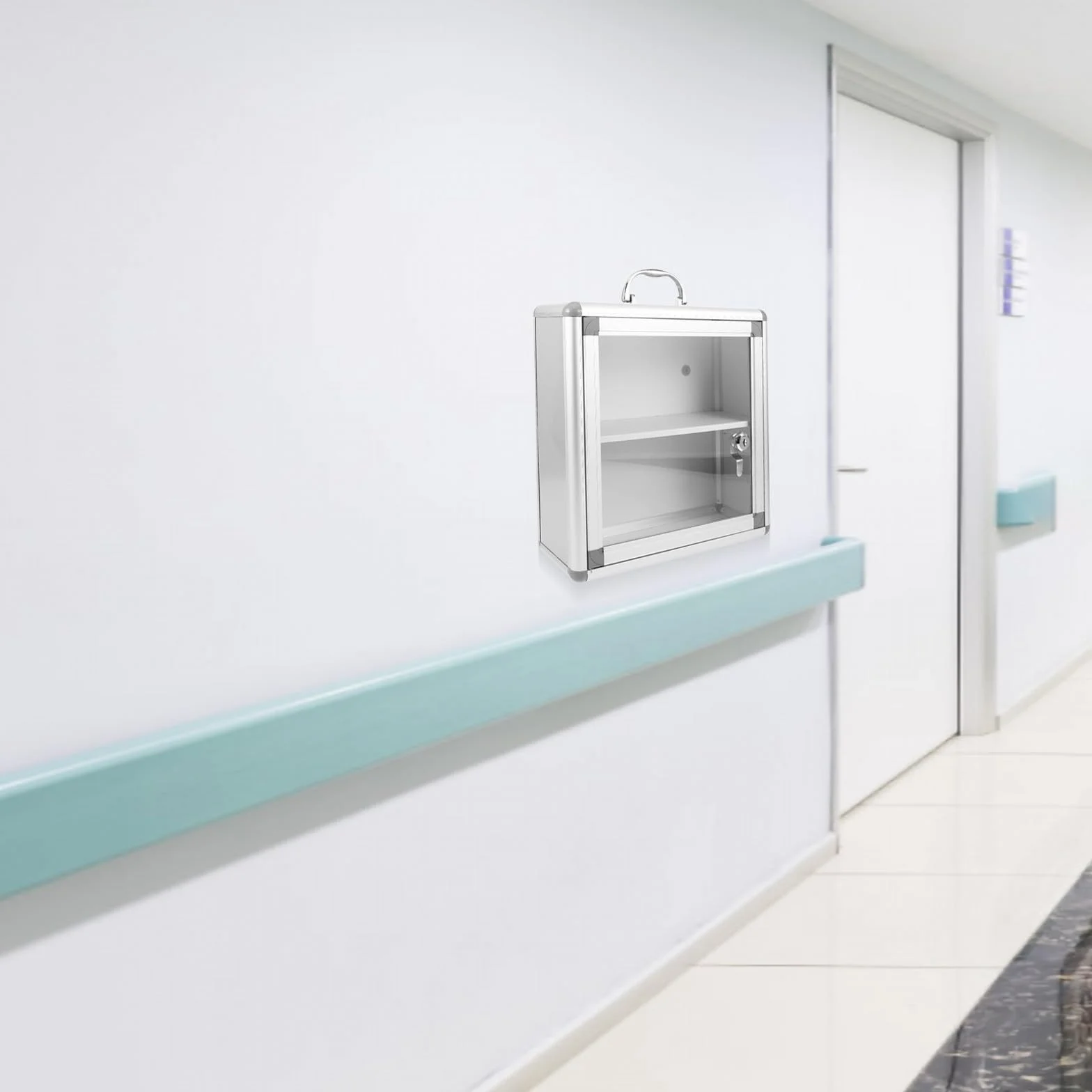 Botiquín Mural Transparente para Almacenamiento de Medicamentos Caja de Almacenamiento de Medicamentos Soporte de Pared Estuche Compacto para Botiquín Doméstico y Oficina Uso