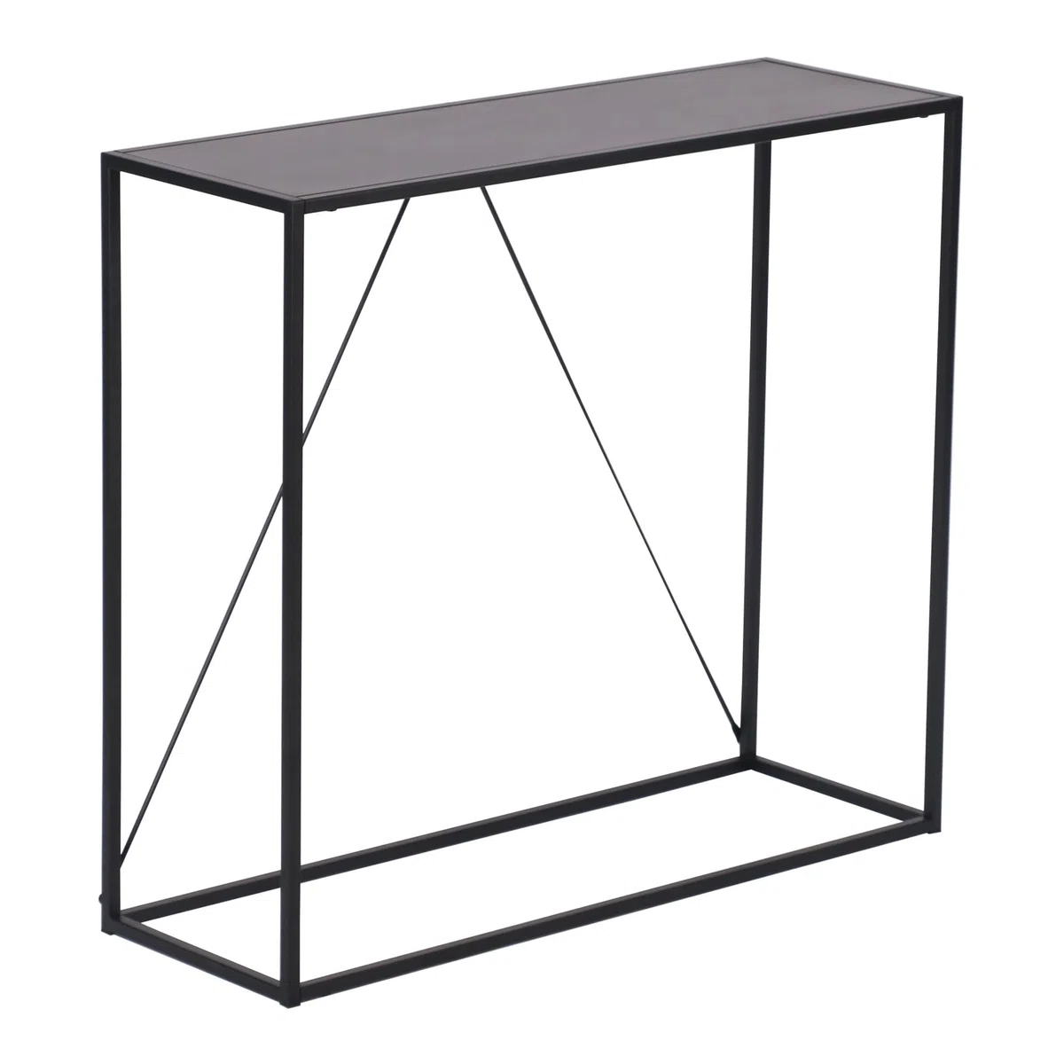 [en.casa] Mesa Consola Mueble de Entrada Moderno Robusto para Oficina Pasillo Recibidor Montaje Rápido Acero 90 x 30 x 80 cm - Negro
