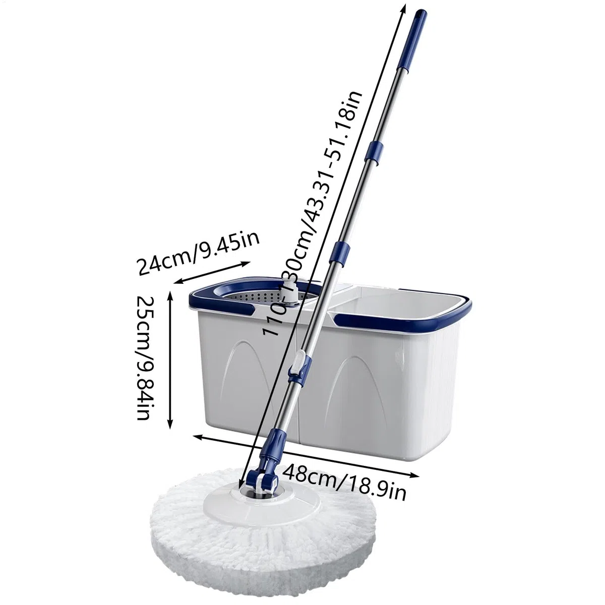 Set de Fregona y Cubo de Limpieza Ahorra Esfuerzo, Seco y Húmedo, Limpiador | con Mango Ajustable para Suelos, Hogar, Cocina, Baño, Azulejos, Madera Dura, Laminado, Mármol, Piedra
