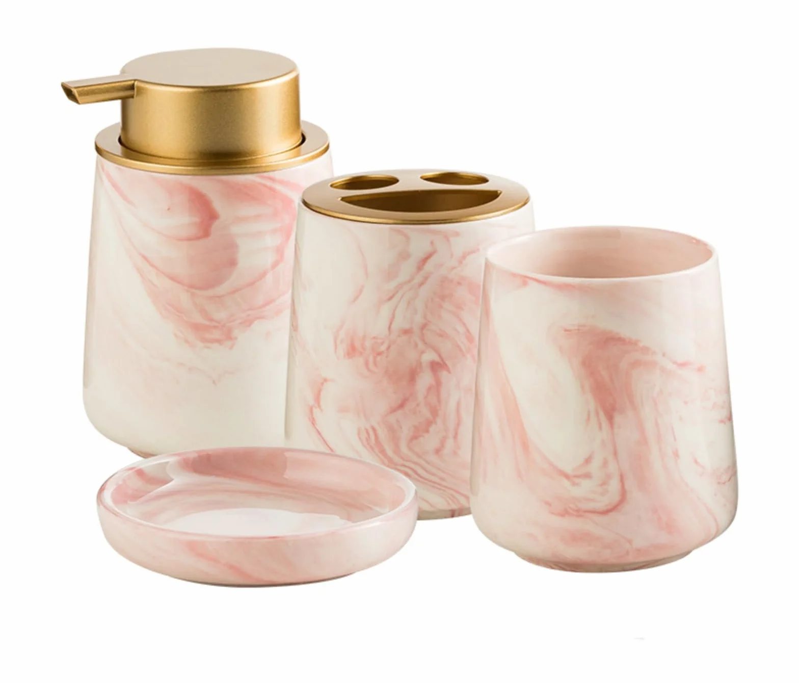 Juego de accesorios de baño de mármol de cerámica, soporte para cepillos de dientes, vaso, jabonera, dispensador, decoración moderna de tocador