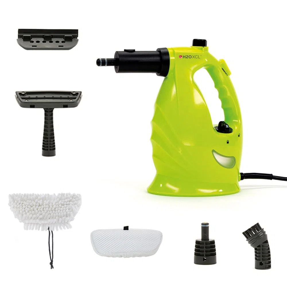 H2O XCL Limpiador a vapor de mano: sistema multifuncional y versátil para suelos, alfombras, ventanas, tapizados, cocinas y baños