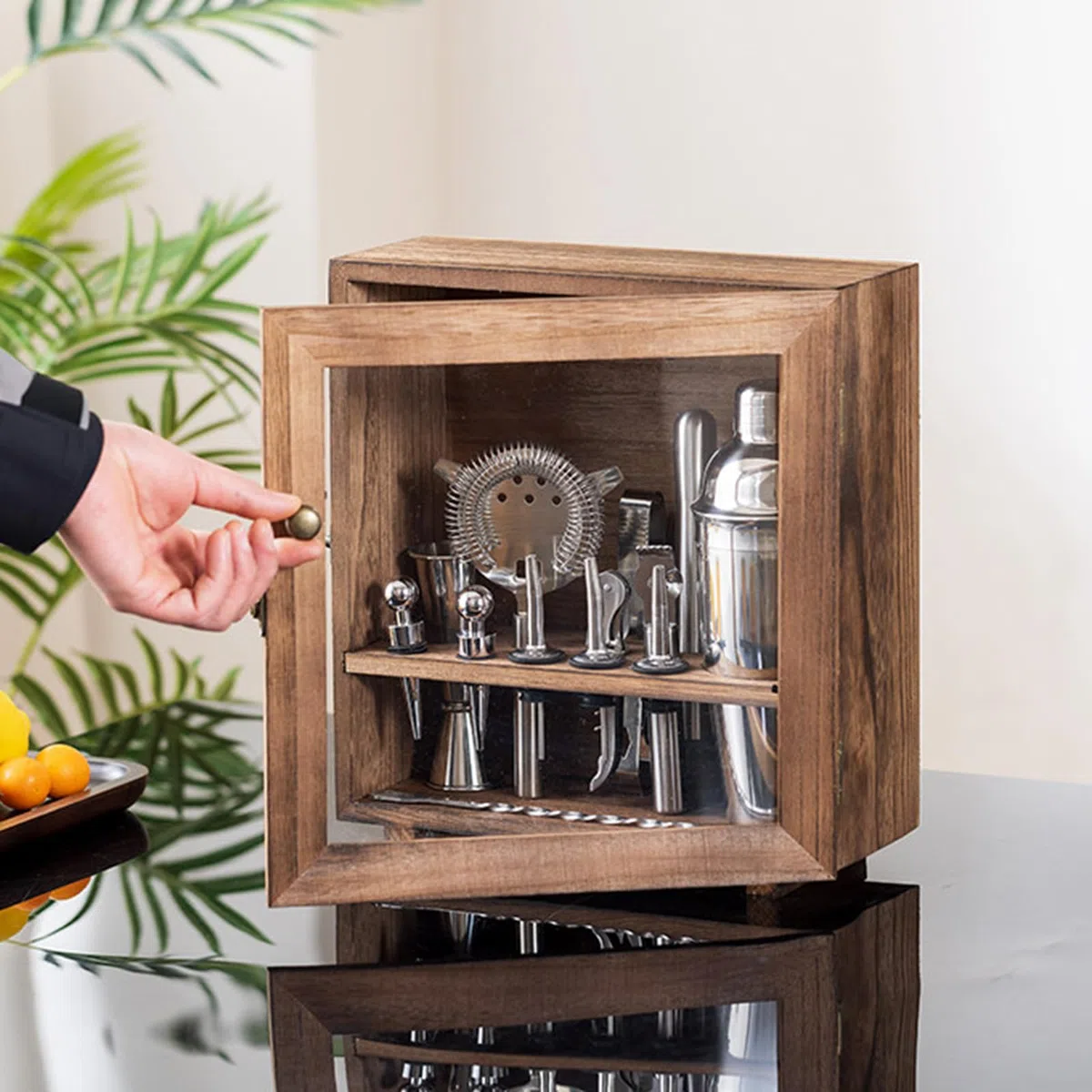 Juego de coctelera para camarero, 14 piezas de herramientas de barra de acero inoxidable con almacenamiento a prueba de polvo para uso doméstico y profesional