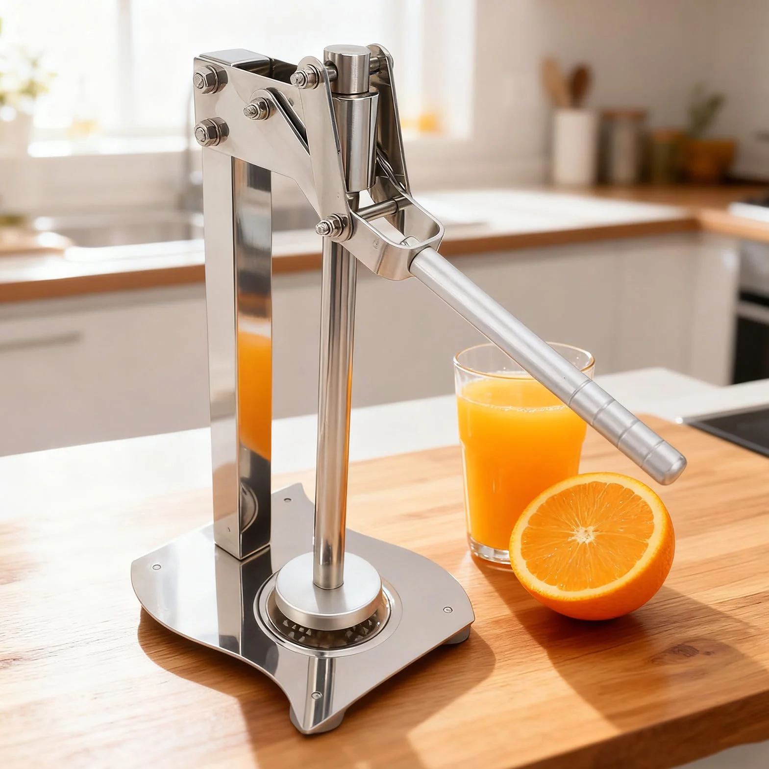 Exprimidor Manual de Acero Inoxidable 304, Extractor de Cítricos, Prensador de Limón con Mango Antideslizante para Cocina