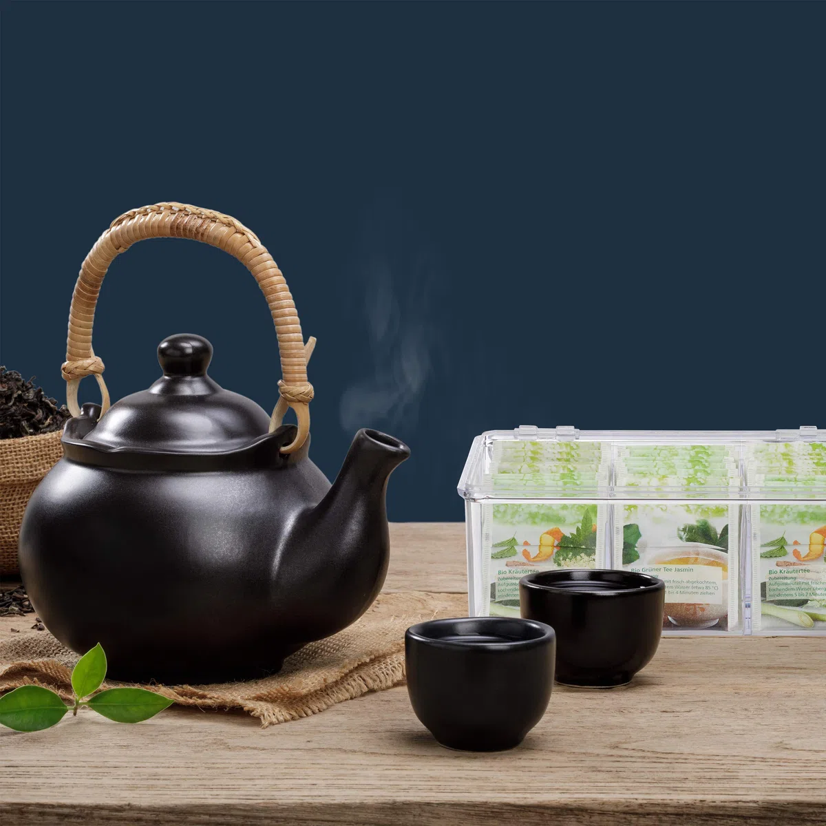 Relaxdays 8 Cajas para Té e Infusiones, 6 Compartimentos, Bote Para 90 Bolsitas, Tapa Abatible, 9 x 21,5 x 14,5 cm, Transparente
