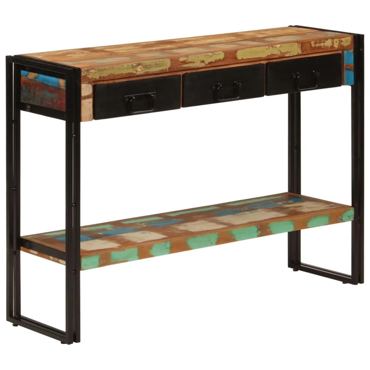 Homgoday Mesa Consola Madera Maciza reciclada 110x30x76 cm Mesas auxiliares de salón,Mesa Consola Recibidor Mueble de Entrada Estrecha Clásica