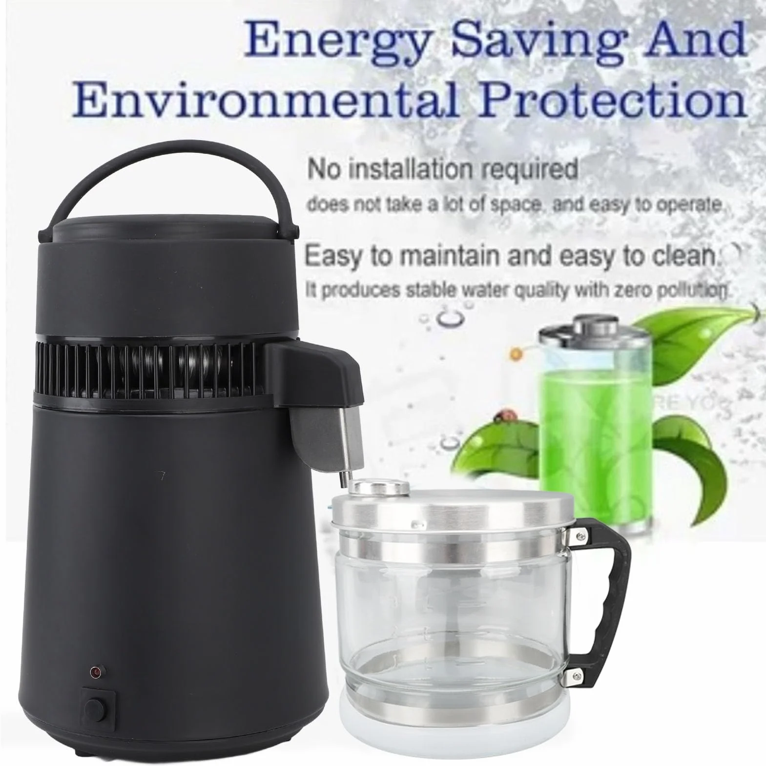 Jarra de Vidrio de Agua de 1 Galón/4L para Destilador, Botella de Recolección Destilada de Repuesto, Recipiente de Agua, Frasco de Vidrio para el Hogar, Belleza Dental, Encimera,
