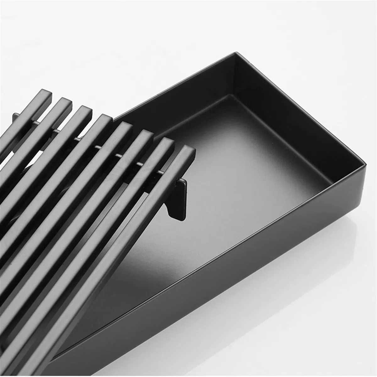 Desagüe de Ducha Lineal Acero Inoxidable 304 | Desagüe de ducha lineal negro de varios tamaños con colador de pelo for baño(30cm(11.8''))