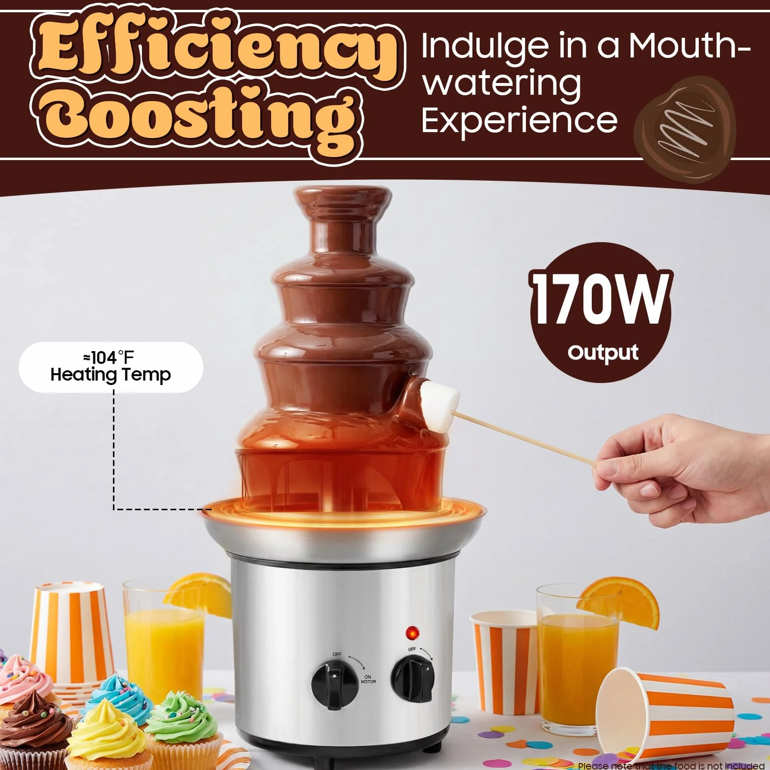 Fuente de chocolate eléctrica de 4 niveles, con función de fusión y función de mantenimiento del calor, acero inoxidable, fondue de chocolate