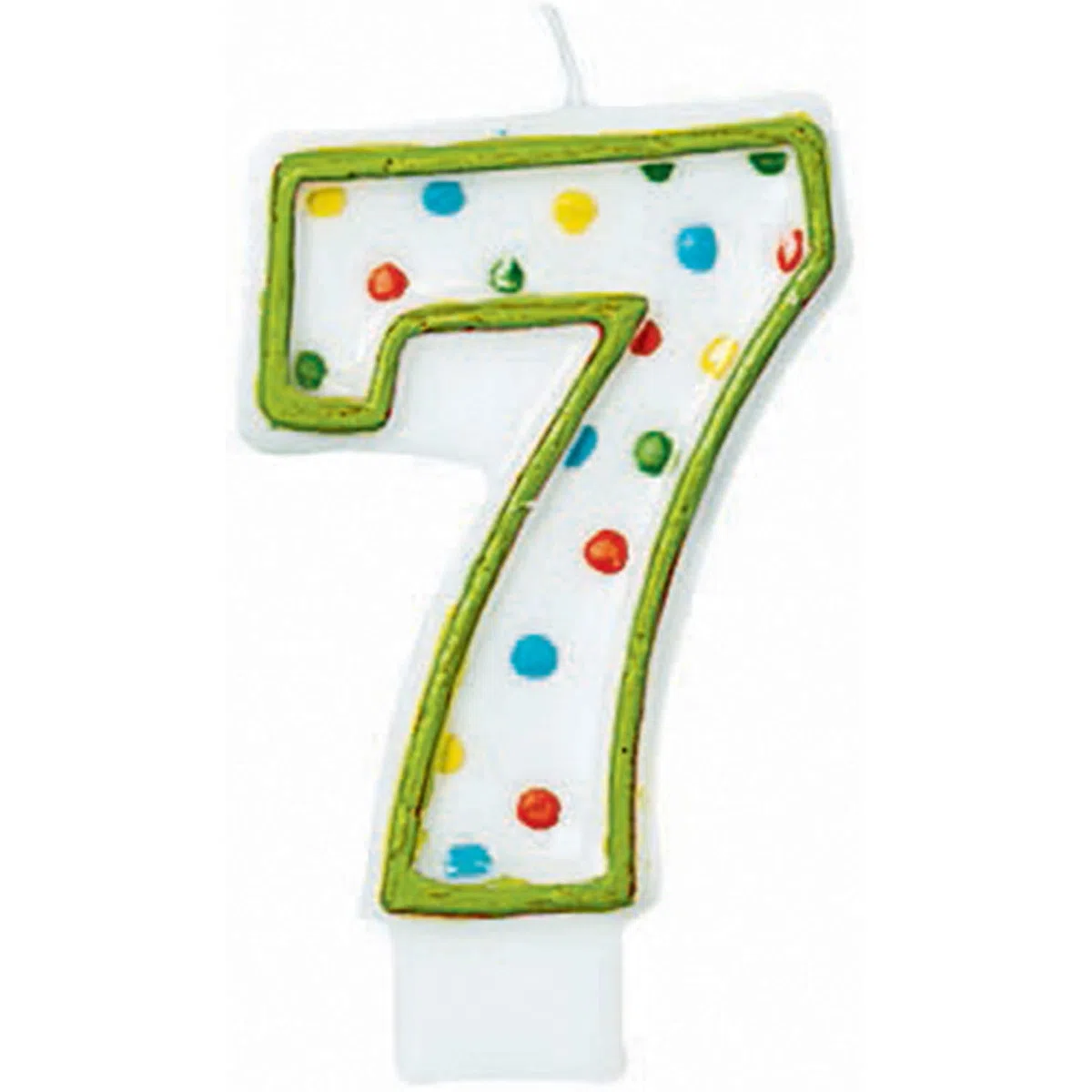 Amscan Polka Dot Numerical Celebration?Candle - Number Seven #7, White/Green, 3 by Amscan