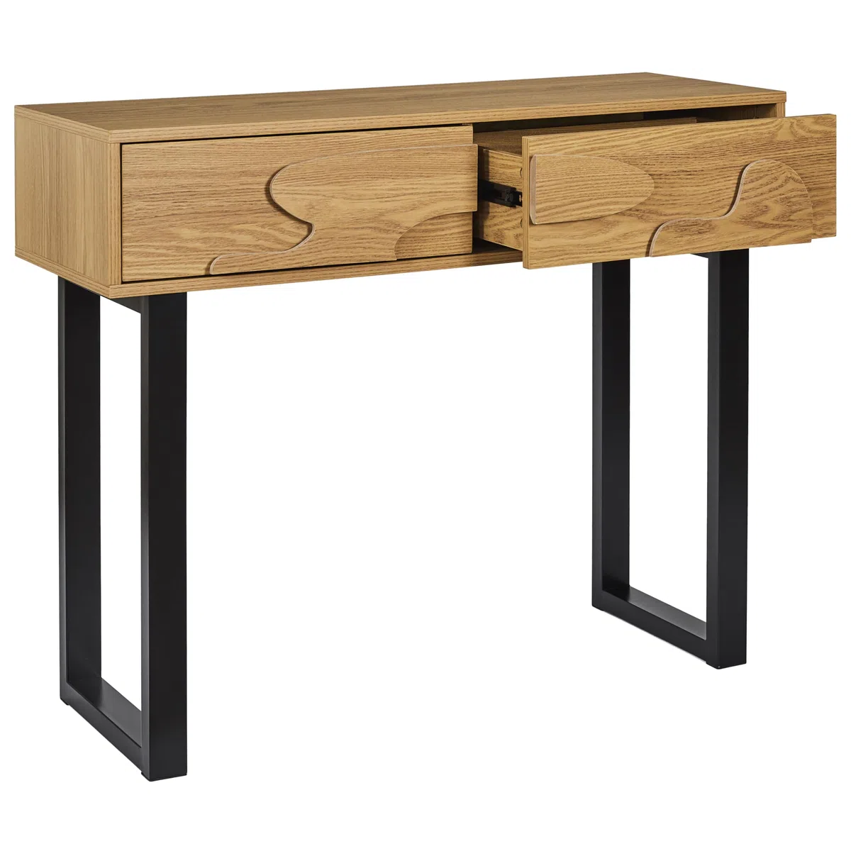 HOME DECO FACTORY - HD0431, Consola Calypso Moderna, Mueble de Entrada Versátil con Almacenamiento Optimizado, Diseño Elegante para Salón u Oficina, Dimensiones 100x80x35 cm, Marrón Negro