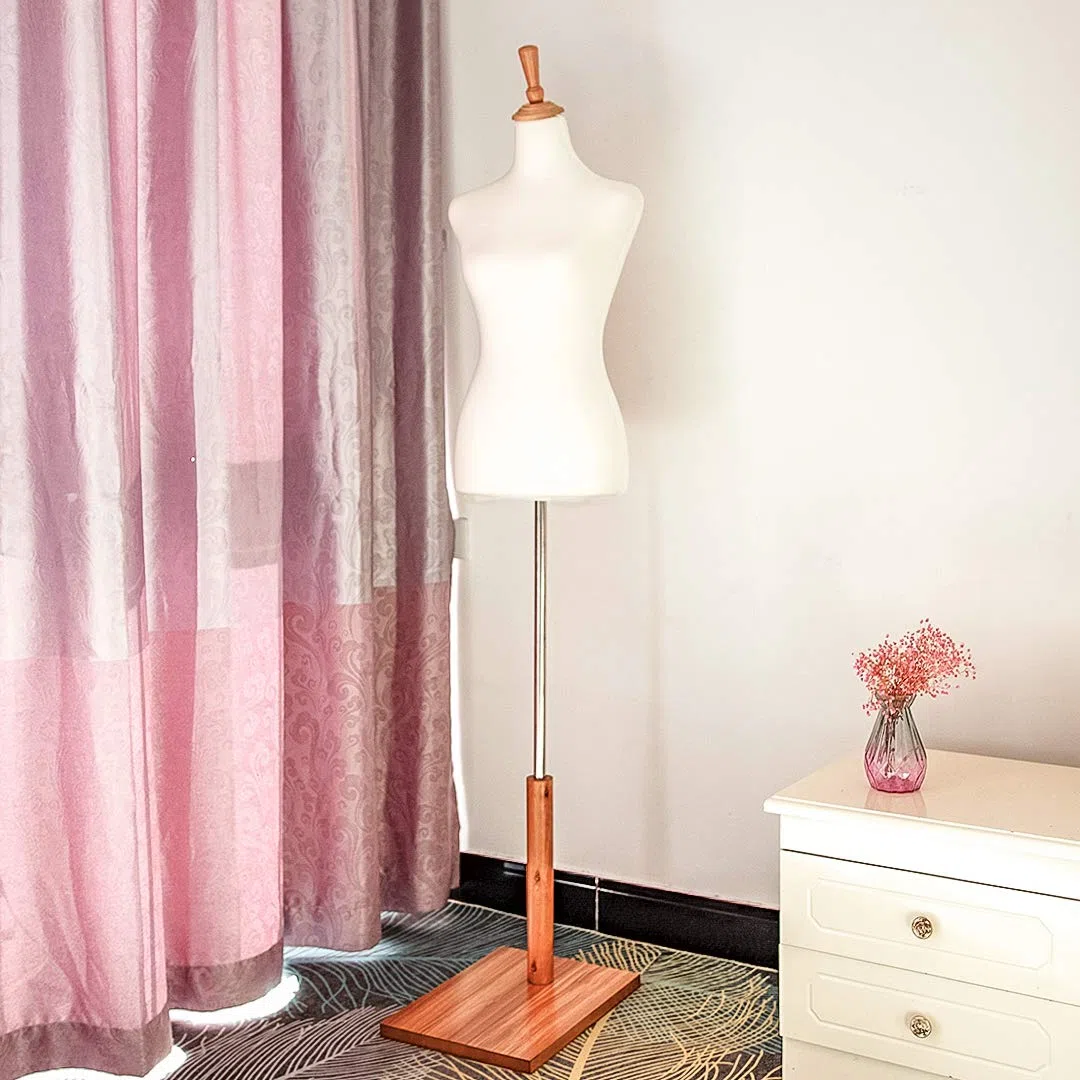 Loywe Maniquí Busto Femenino de Señora, Soporte de Ropa, Exhibición de Escaparate, Ajustable de Altura, Base de Tablero Rectángulo, Blanco Gr. 36/38 | 1013W