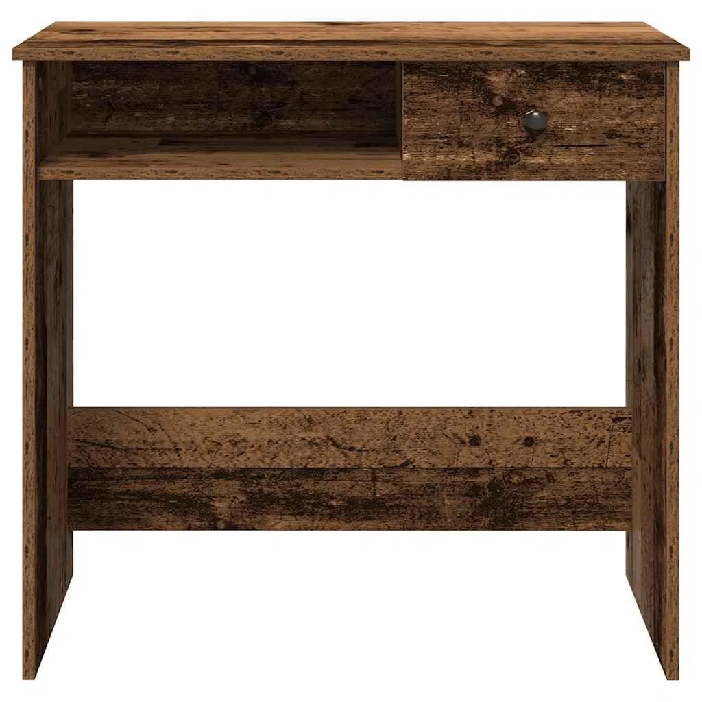 Escritorio con aspecto de madera envejecida, 80 x 40 x 75 cm, mesa de ordenador de madera con gran superficie de trabajo, mesa de oficina con mucho espacio para carpetas y dispositivos de