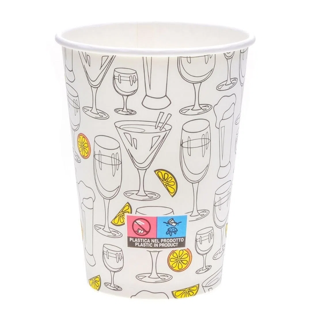 1000 vasos desechables de 400 ml de diámetro de 90 mm, con diseño de cóctel, para café, té, bebidas calientes, bebidas para llevar, fiestas, gastronomía, catering, vasos de café desechables