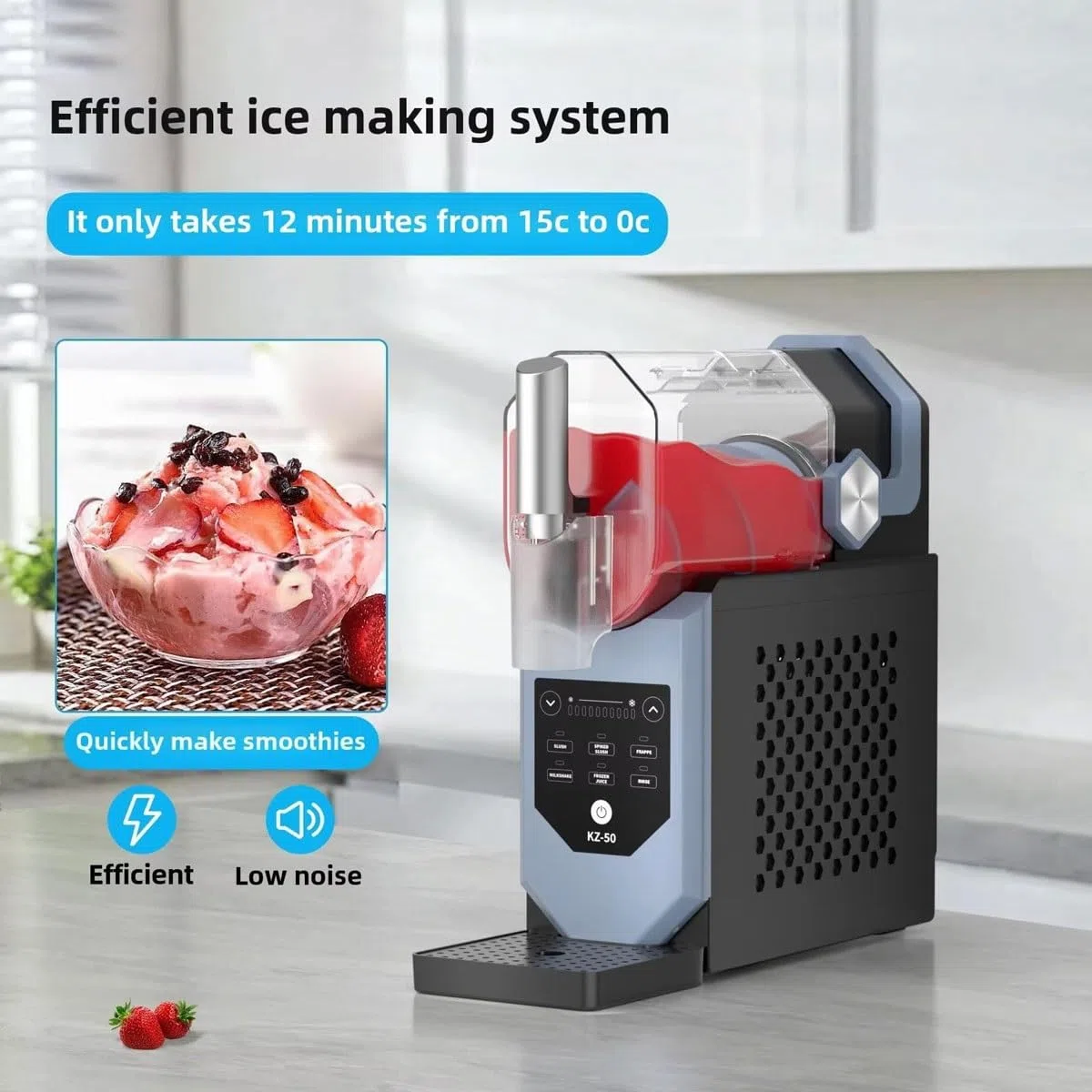 Máquina profesional de granizado con 5 programas preestablecidos, pantalla LED, función de autolimpieza, ideal para hacer bebidas congeladas y helados suaves en restaurantes, hogares, cafeterías y