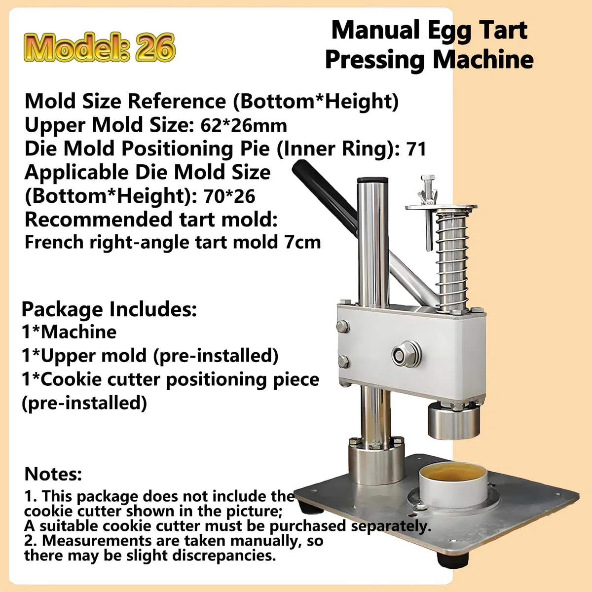 Máquina Manual para Prensar Bases de Tartaletas De Huevo, Moldeadora De Bases de Tartaletas para Elaboración Uniforme De BasesdDe Tartaletas de Huevo, Pasteles, Tartaletas Y Muffins 26