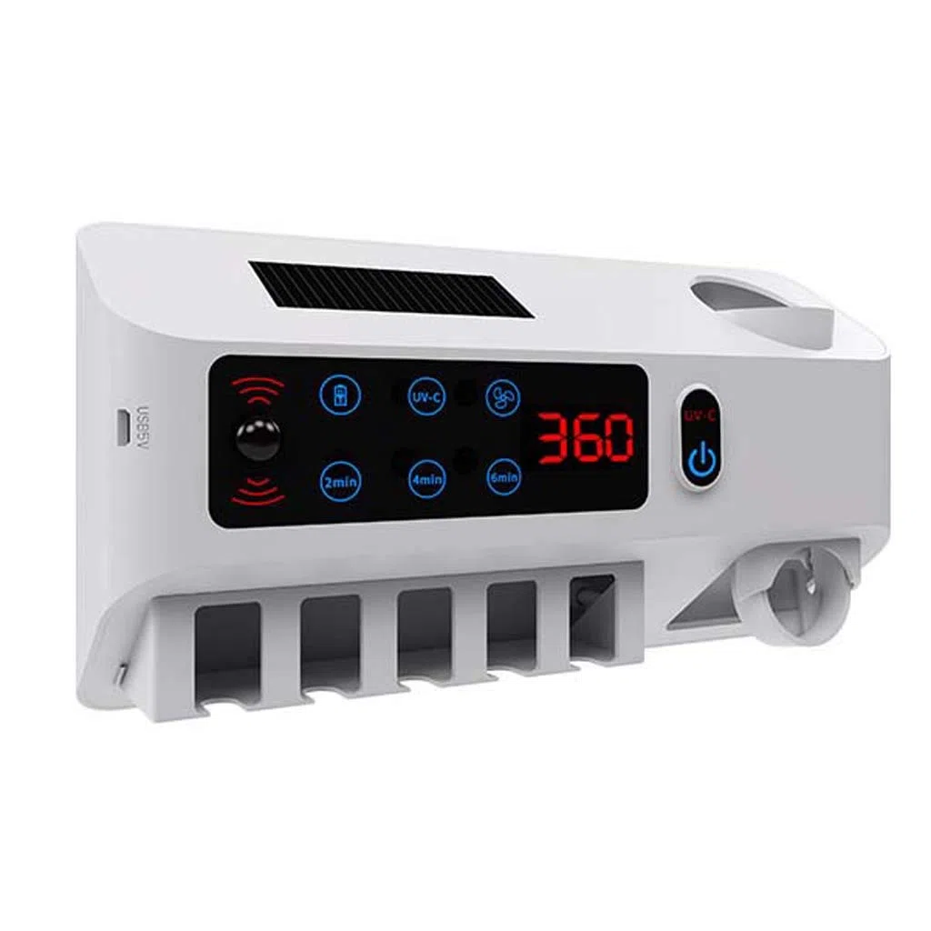 TJH Esterilizador de Cepillo de Dientes UV Inteligente, Esterilizar y secar bastidores de cepillos de Dientes para baño, Set de Vasos de Dientes eléctricos de Pared -Cuidar la Salud bucal