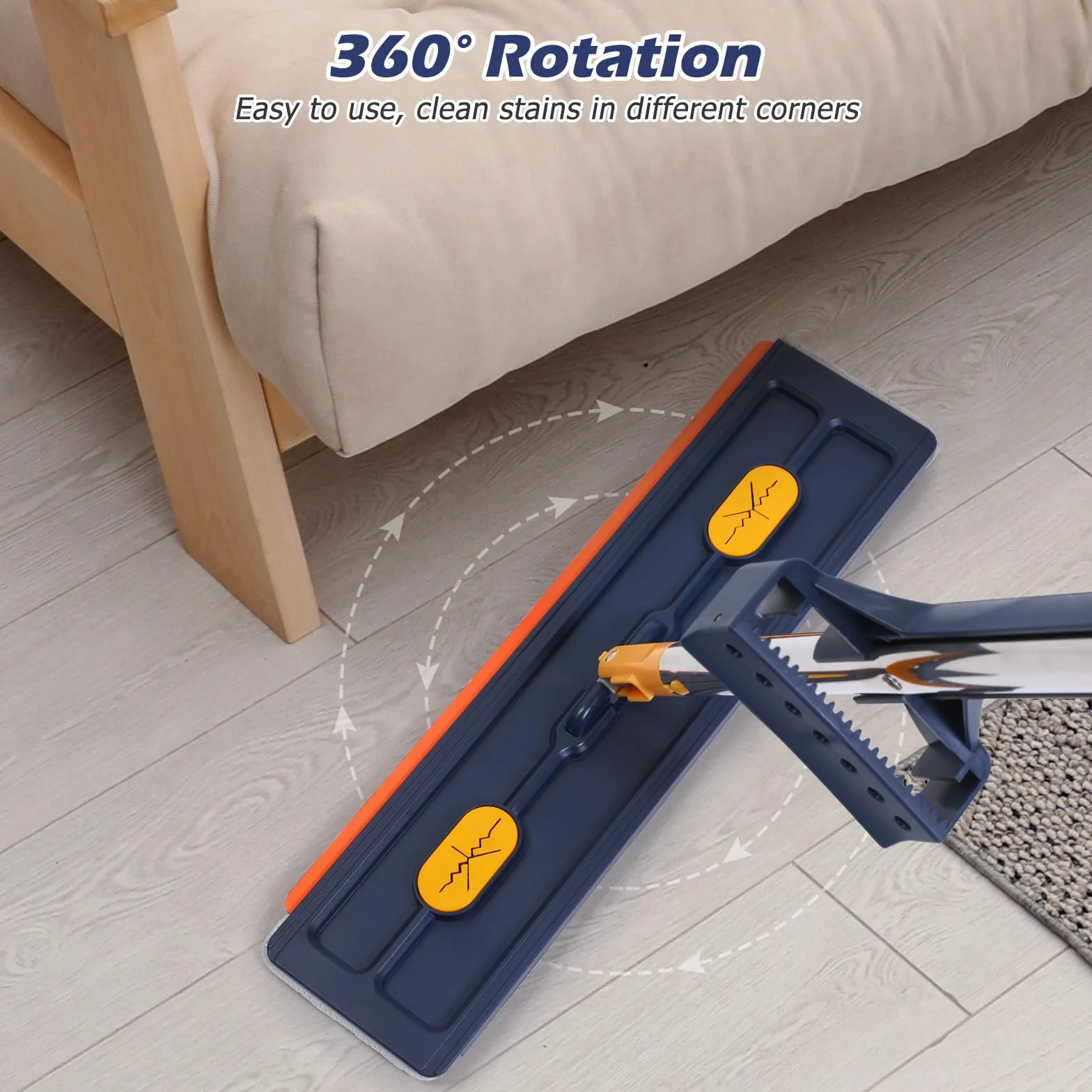 Trapeador Plano Grande 6 Paños Microfibra Azul sin Lavado Exprimidor Rápido y Rotación 360° para Limpieza Profunda en Suelos del Hogar y Oficinas