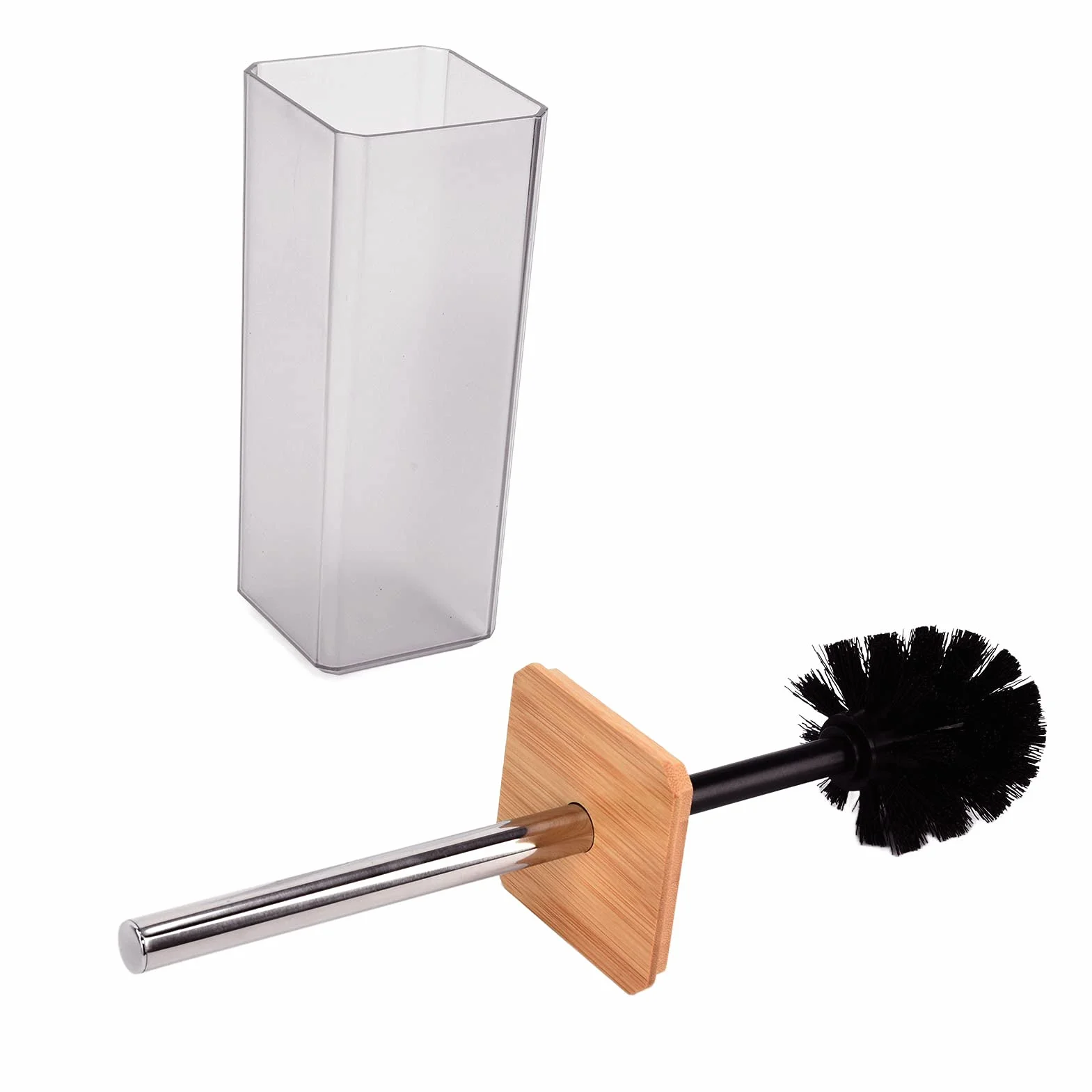 Cocoarm Juego de Accesorios de Baño de bambú, Juego de Baño de 7 Piezas con Caja de ABS, Soporte para Cepillo de Dientes, Escobilla de, Bandeja para Bote de Basura para el Hogar, Hotel, (Gray)