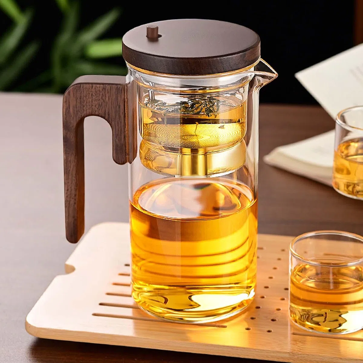 Botella de té de vidrio para infusiones de té, té de leakproof para | infusiones de té, diseño ergonómico con tapa de té, té resistente, botella de separación de té, botella de té de té, portátil