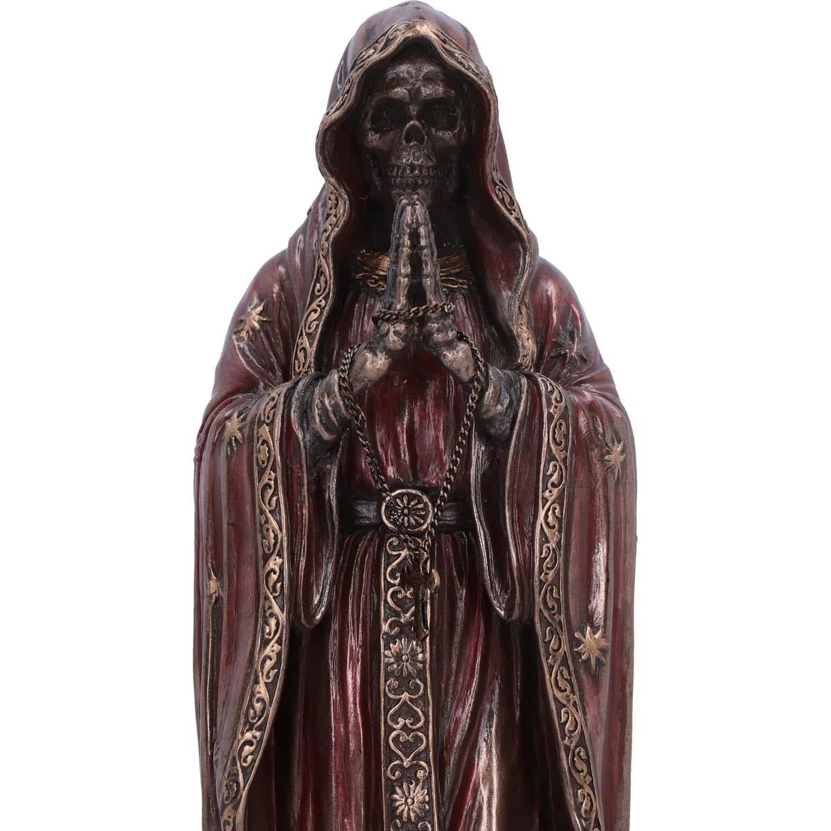 Nemesis Now Figura de Santisima Muerte de 19 cm, Resina, Rojo/Bronce, Rojo Rezando 'Saint of Death', Figura de Icono Cultural Mexicano, fundida en la Mejor Resina, Pintada a Mano por Expertos