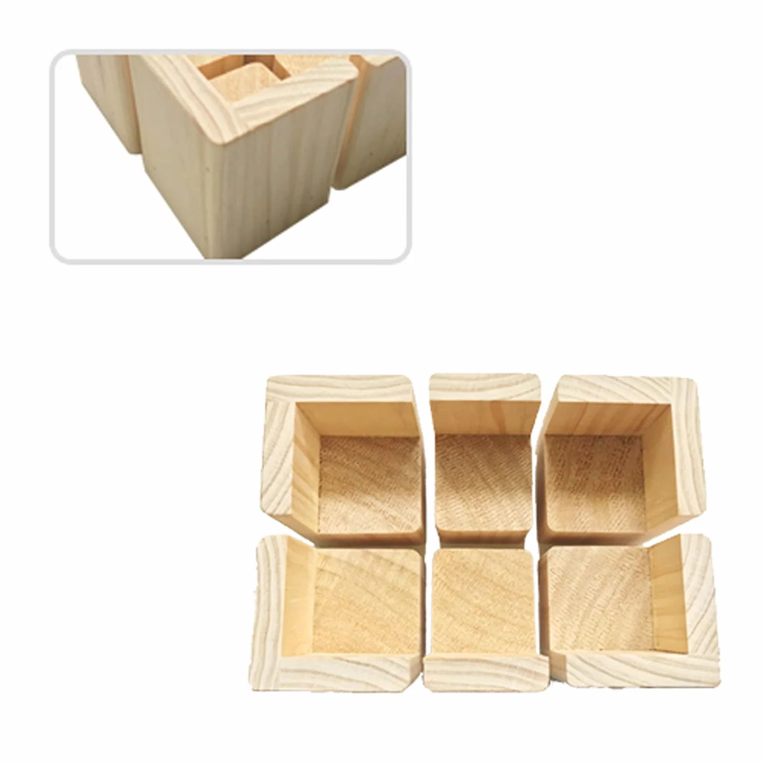Paquete de 4 elevadores de cama de madera maciza natural de pino para sofás, cunas y más, elevadores de altura resistentes (7 x 7 x 5 cm), perfectos para almacenamiento debajo de la cama