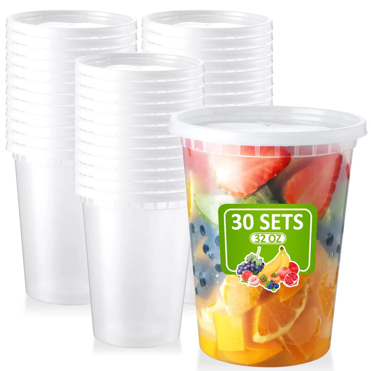 Eupako 30 cajas de preparación de comida de 32 oz/960 ml, recipientes con tapas, herméticos y aptos para microondas para sopa, oats y togo
