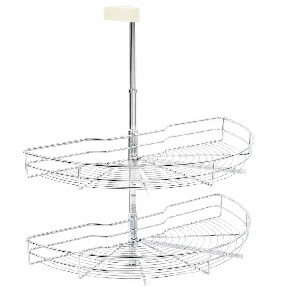 Cesta de alambre de cocina de 2 niveles, galvanizada, 75 x 38 x 80 cm, con función giratoria de 180 grados y accesorios de montaje para ahorrar espacio para guardar cubiertos, cucharas de
