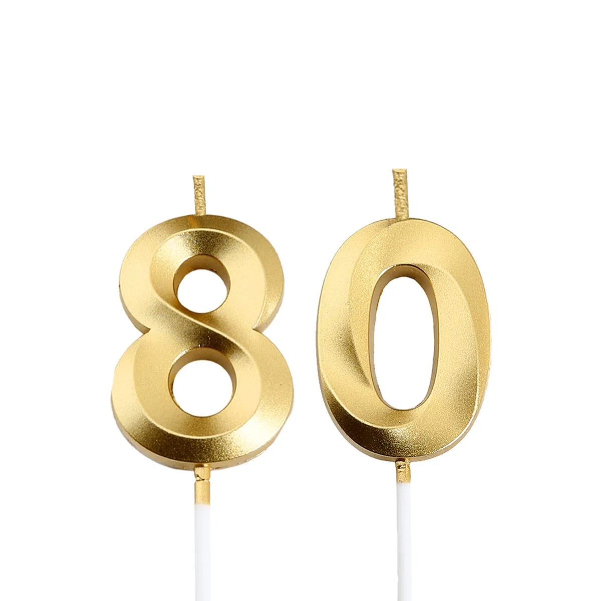 Bailym Velas de 80 cumpleaños, decoración de pastel con número 80 dorado para decoraciones de cumpleaños, decoración de fiesta