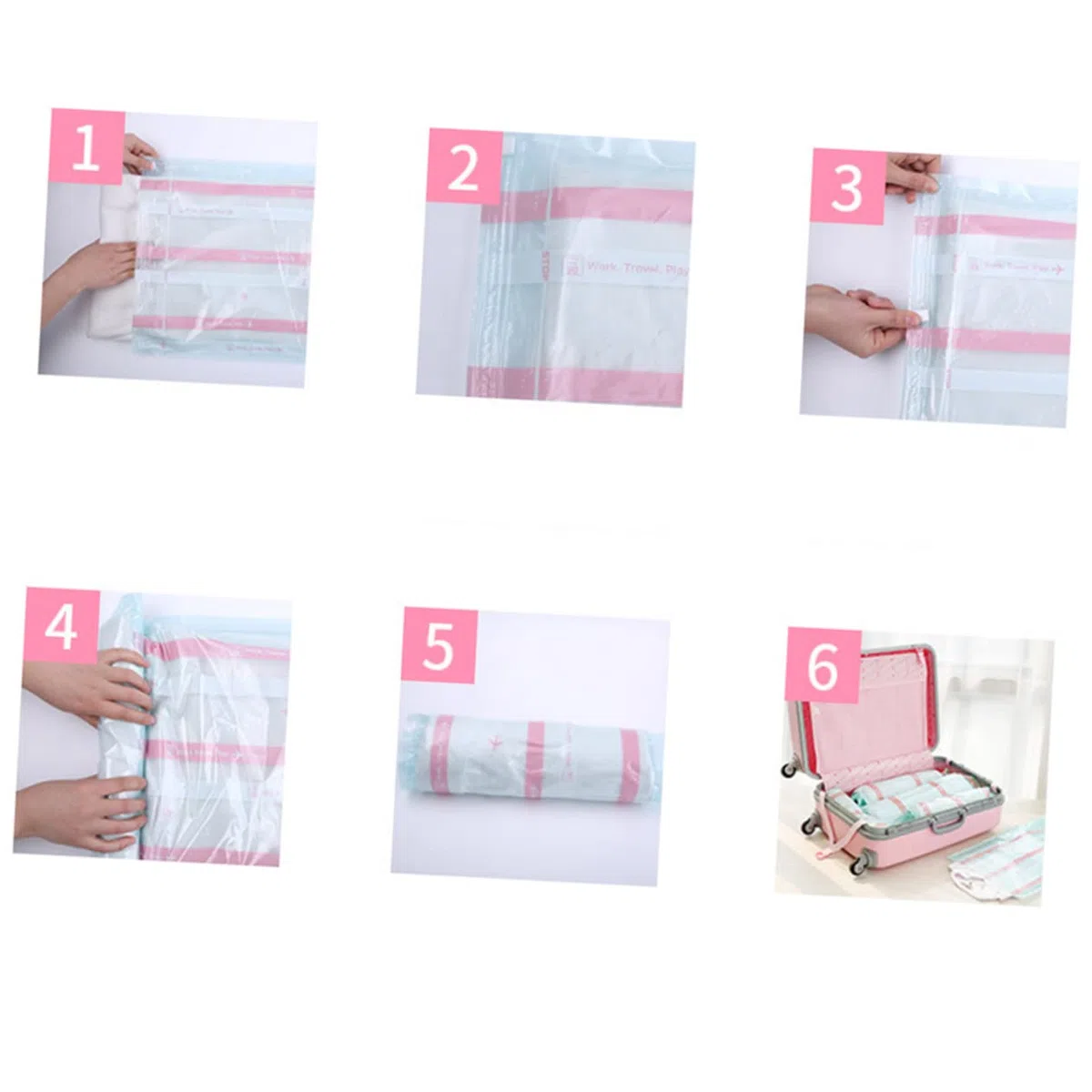 4 Bolsas de Almacenamiento al vacío, Bolsas de Almacenamiento de Ropa, Bolsas de envasado al vacío, Bolsas de Sellado al vacío Reutilizables, Organizador de Ahorro de Espacio, Bol