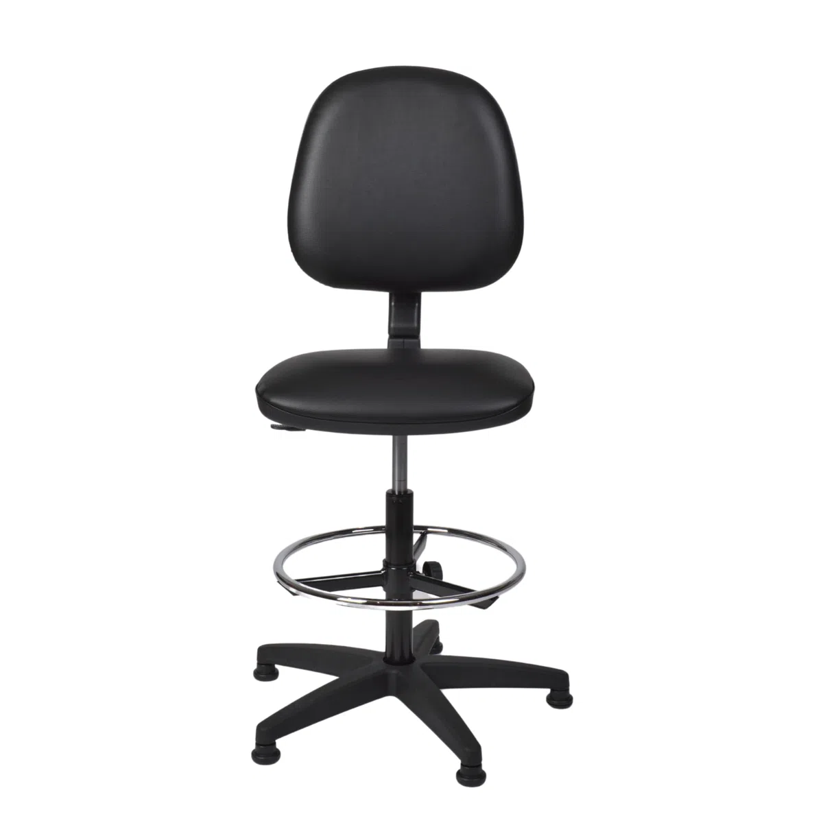 Topsit Büro & More IND211 - Silla de trabajo giratoria, acolchada y tapizada en piel sintética, altura regulable y fácil de limpiar, anillo de pie cromado, base y patas estables