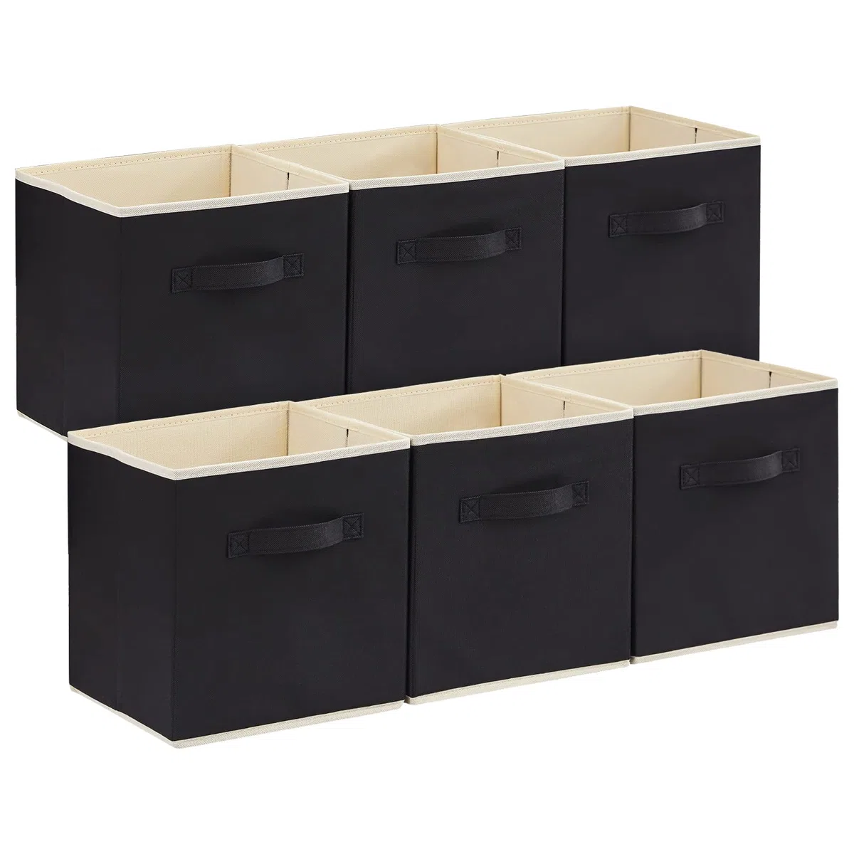 Lifewit – Juego de 6 bandejas de Almacenamiento de tamaño Mediano con Asas – Cestas de Almacenamiento Decorativas, Color Negro