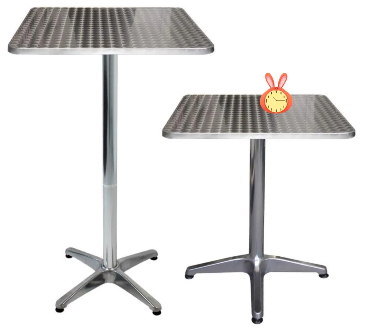HUOLE Mesas Bar Bistro 2en1 Plegables Altura Ajustable Aluminio Exterior Interior, Mesa de Comedor o Salón, Robusta y Funcional, para Cocina, Terraza-60 * 60 * 70/110cm (Cuadrado)