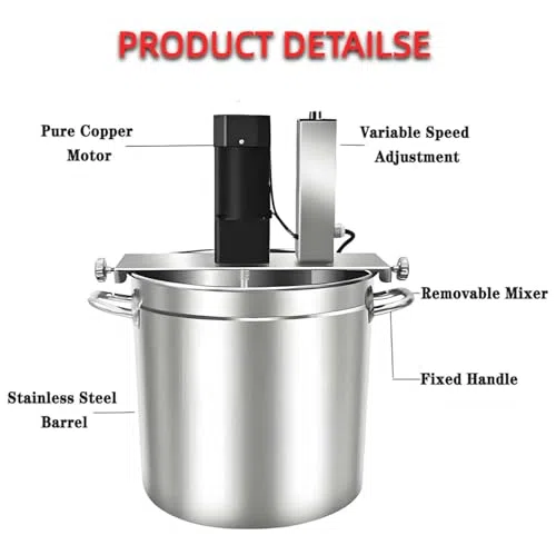 Comercial Automatic Pot Stirrer 40L, Stainless Steel Food Mixer con Control de Velocidad Ajustable, adoración de musble de Capa para la Cocina de Salsa de Jam, máquina de Mezcla eléctrica para Cocina