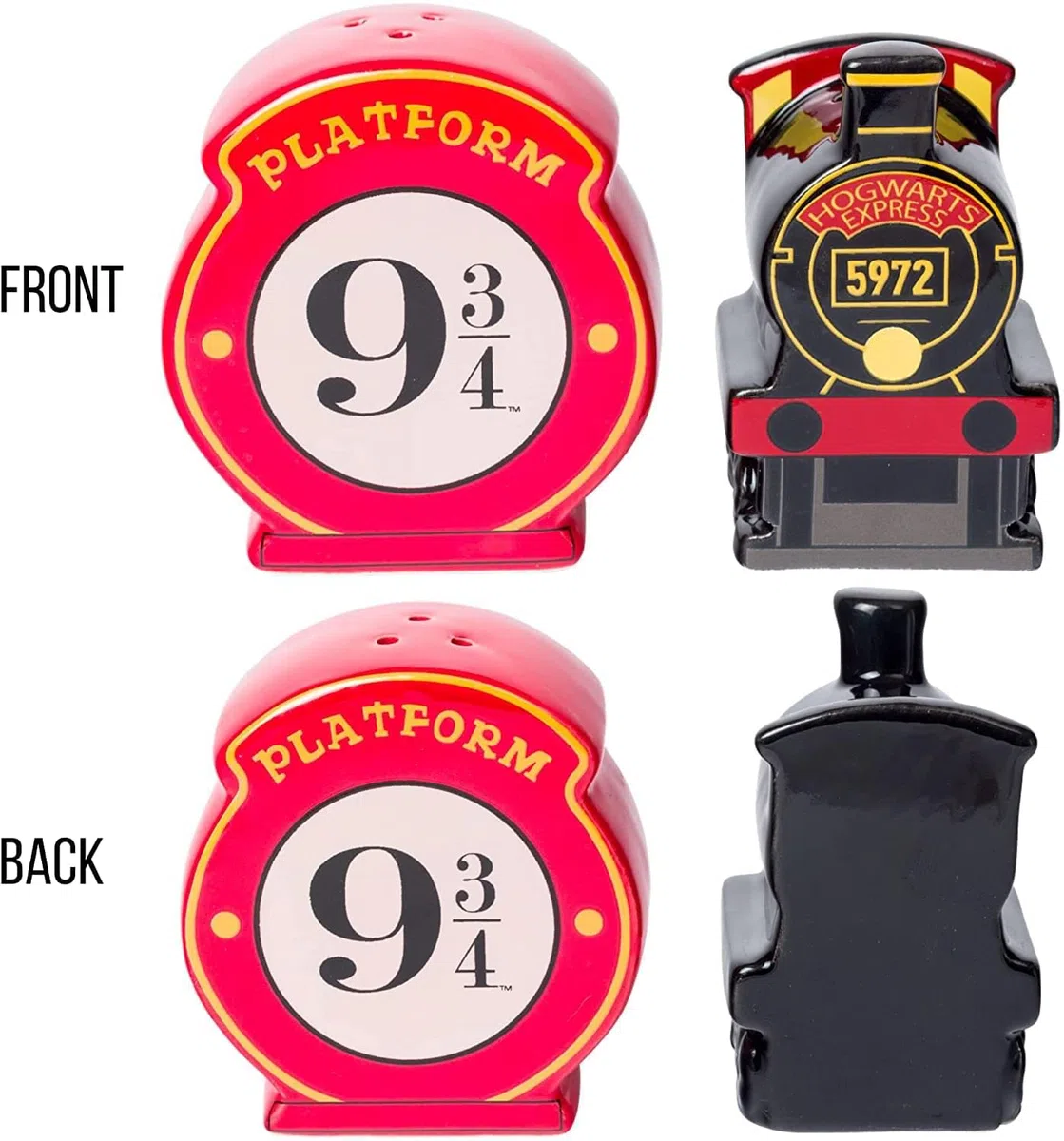 Silver Buffalo Warner Bros. Harry Potter Hogwarts Express - Salero y pimentero (cerámica), diseño de Hogwarts