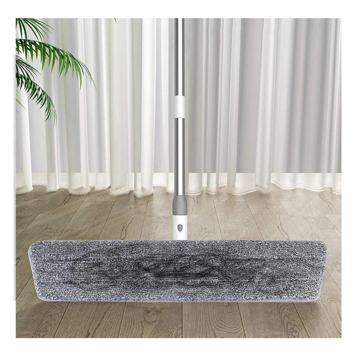 Mopa de Microfibra,Fregona Plana con 3 Mango de Acero Inoxidable,raspador,2 Almohadilla de Microfibra,para Madera Dura, baldosas, Limpieza de Pisos laminados (90cm)