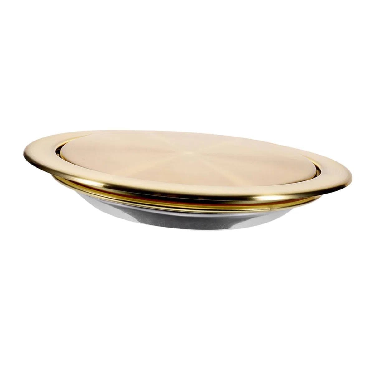 Tapa Abatible para Cubo de Basura Empotrada de Acero Inoxidable Dorado Diseño Moderno y Resistente al Óxido para Cocinas y Restaurantes