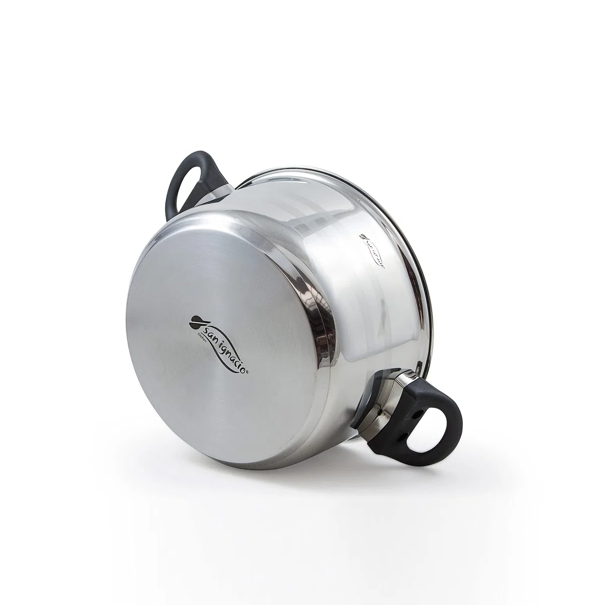 San Ignacio Bateria de cocina 8 piezas acero inoxidable, con juego de sartenes Premium (20 y 24 cm) en aluminio forjado, inducción