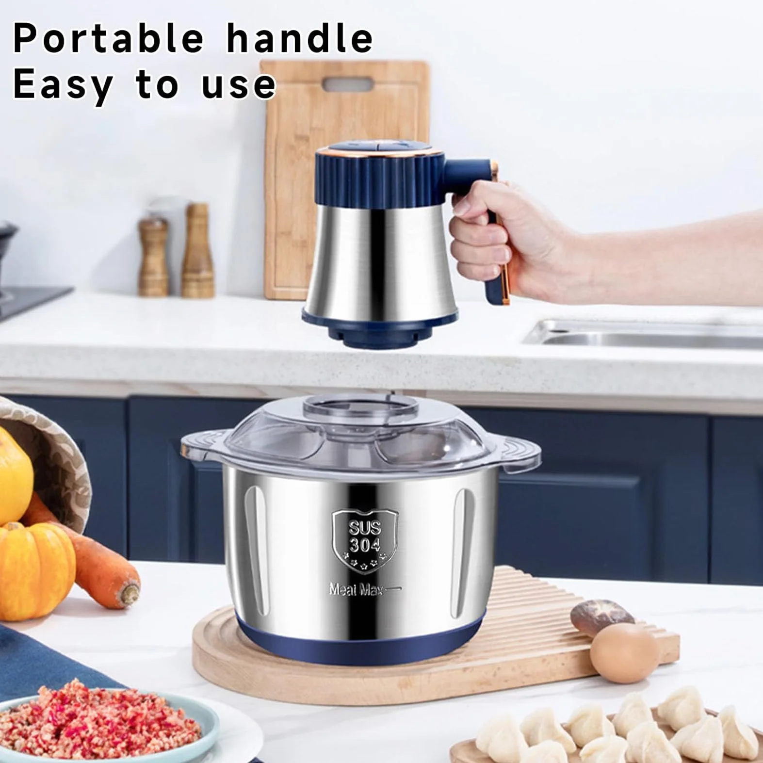 Picadora eléctrica de carne de 500 W, 5 L, mini picadora de alimentos con 6 cuchillas, 5 velocidades, para cocina, alimentos para bebés, comidas para mascotas