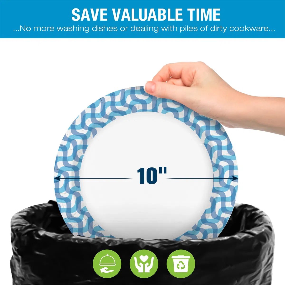 Ginkgo 100 platos de papel desechables de 10 pulgadas | Platos grandes gruesos y resistentes a granel para vacaciones, fiestas, picnic y uso diario