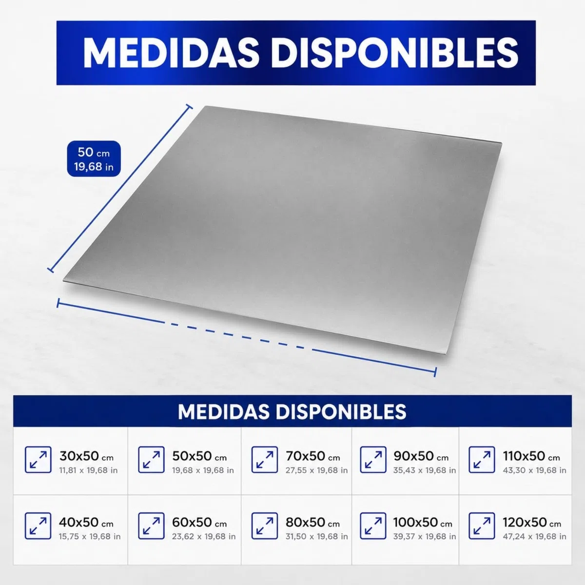 INOXLM - Tabla de trabajo de acero inoxidable para amasar sin pliegues, varios tamaños, para cocina, bar, restaurante, para amasar sin pliegues, modelo Capricornio (60 x 50 cm)