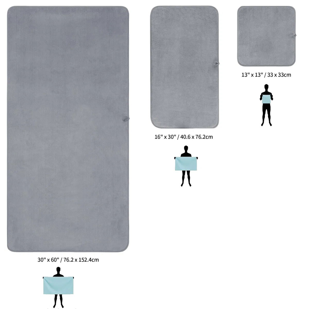 MICROFI Juego de toallas de baño de microfibra, 3 piezas, de gran tamaño, de secado rápido, sin pelusas, incluye toallas para cuerpo, manos y cara