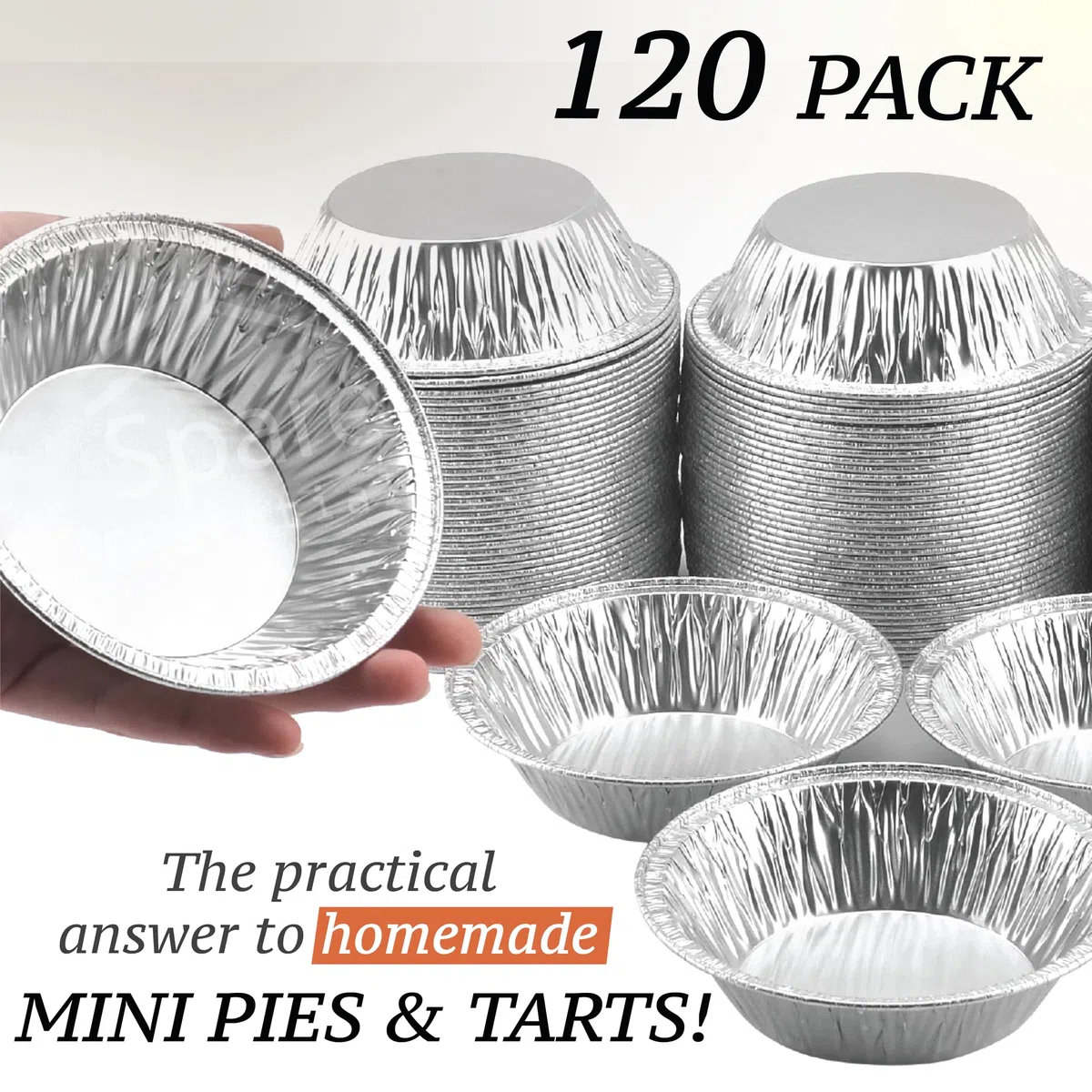 Paquete de 120 latas de pastel de 5 pulgadas, mini latas desechables de aluminio, pastel de servir individual y pasteles personales para hornear mini papilla de pollo, pasteles caseros pequeños y