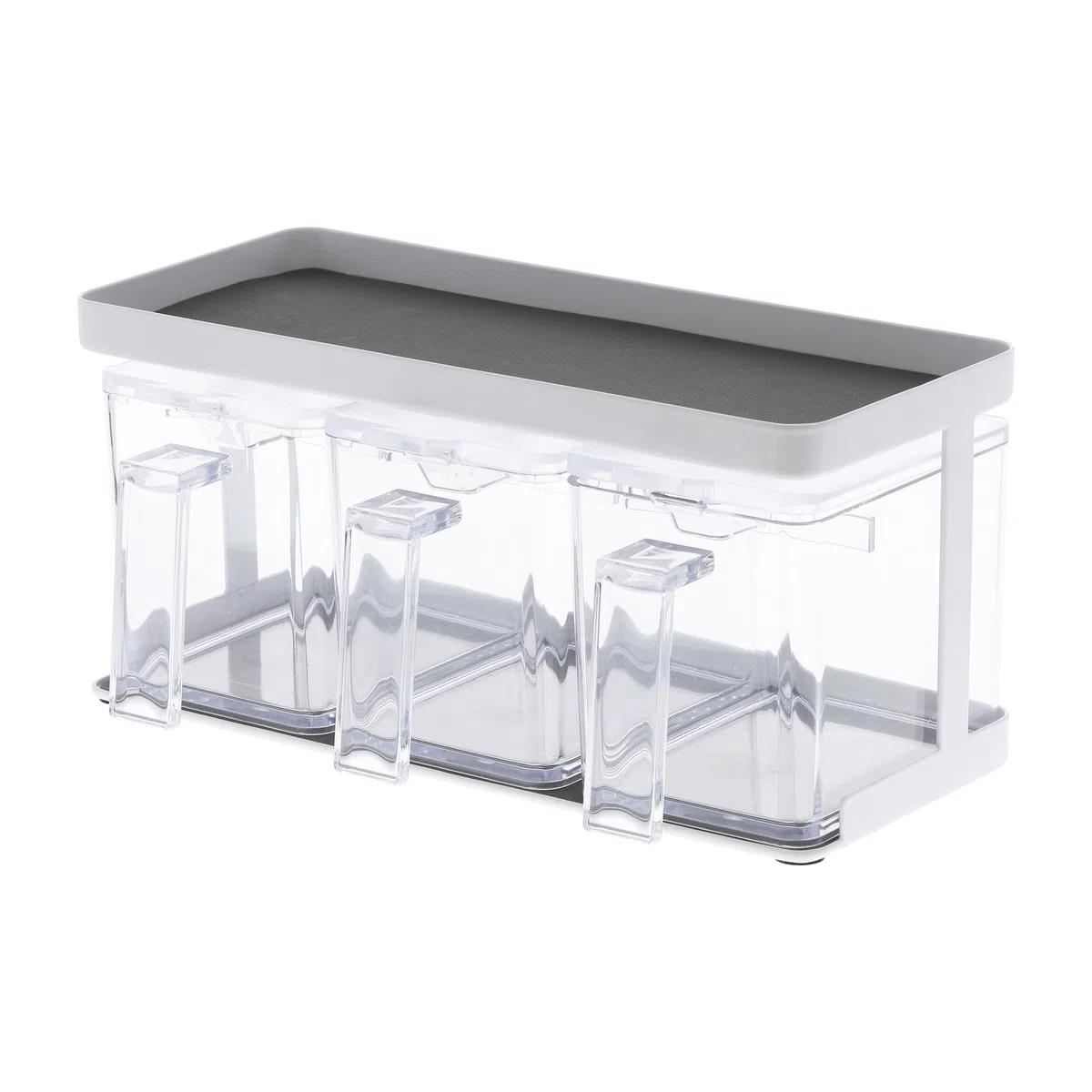 YAMAZAKI 3343 TOWER Spice Bottles X3 & Rack, white, PS Resin/Steel, 27.5 x 11.5 x 13.5 cm