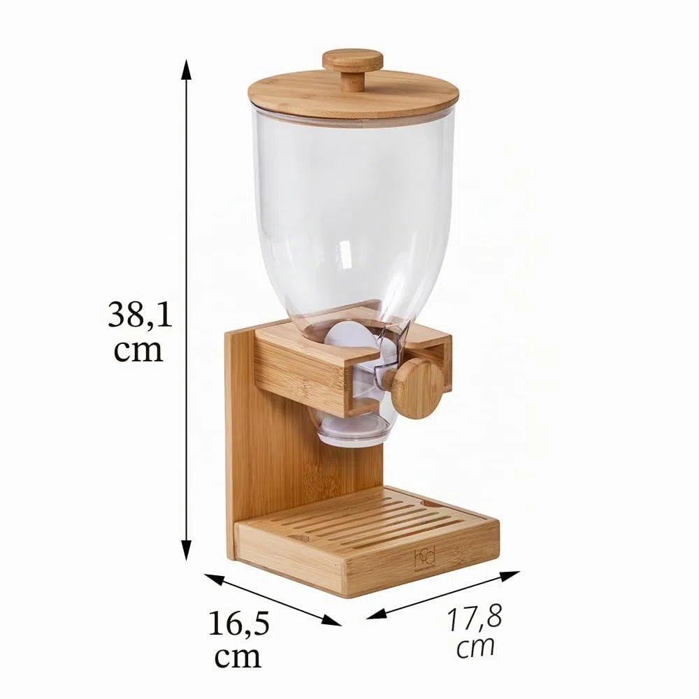 Dispensador de Cereales de Bambú Honey-Can-Do, Contenedor de Almacenamiento de Alimentos para Despensa, Encimera de Cocina, Organización y Almacenamiento KCH-09867 Natural