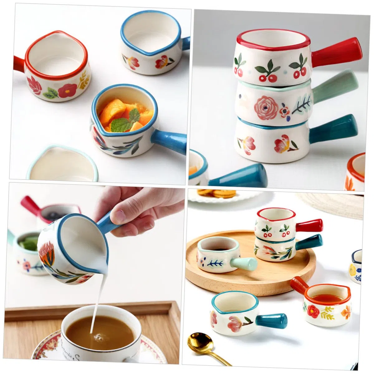 STOBAZA Tazón De Azúcar 6 Piezas Lechero Pequeño De Cerámica Mini Jarra De Crema Jarra De Crema De Leche Plato De Condimento Taza De Espumador De Leche Estilo Japones Ensalada
