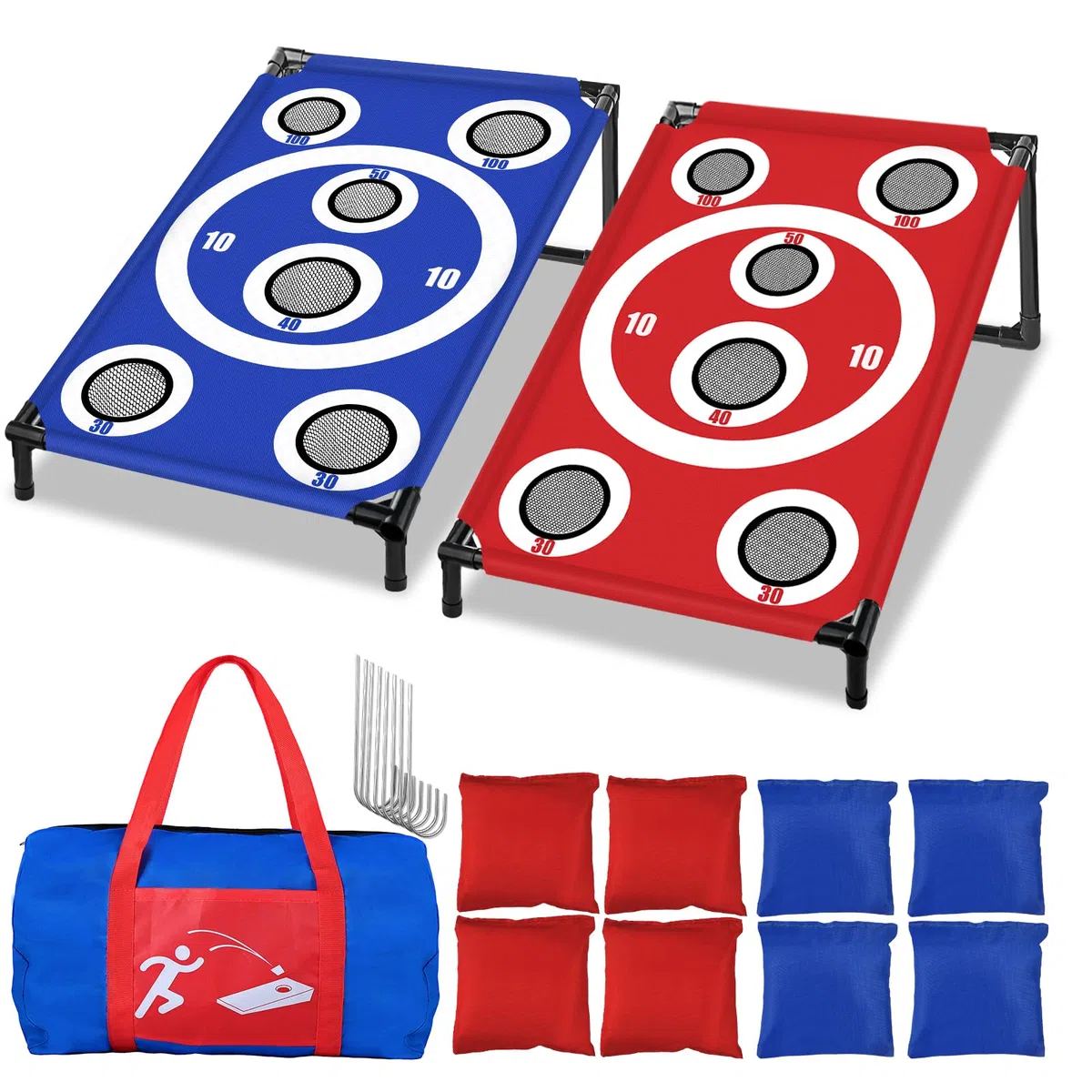 NZQXJXZ Juego de Cornhole para Familia y Adulto, 3x2 Ft Portátil Cornhole Juego de Lanzamiento con 8 Bolsas de Frijoles y Bolsa de Transporte, Ideal para al Aire Libre, Interior, Patio Trasero, Césped