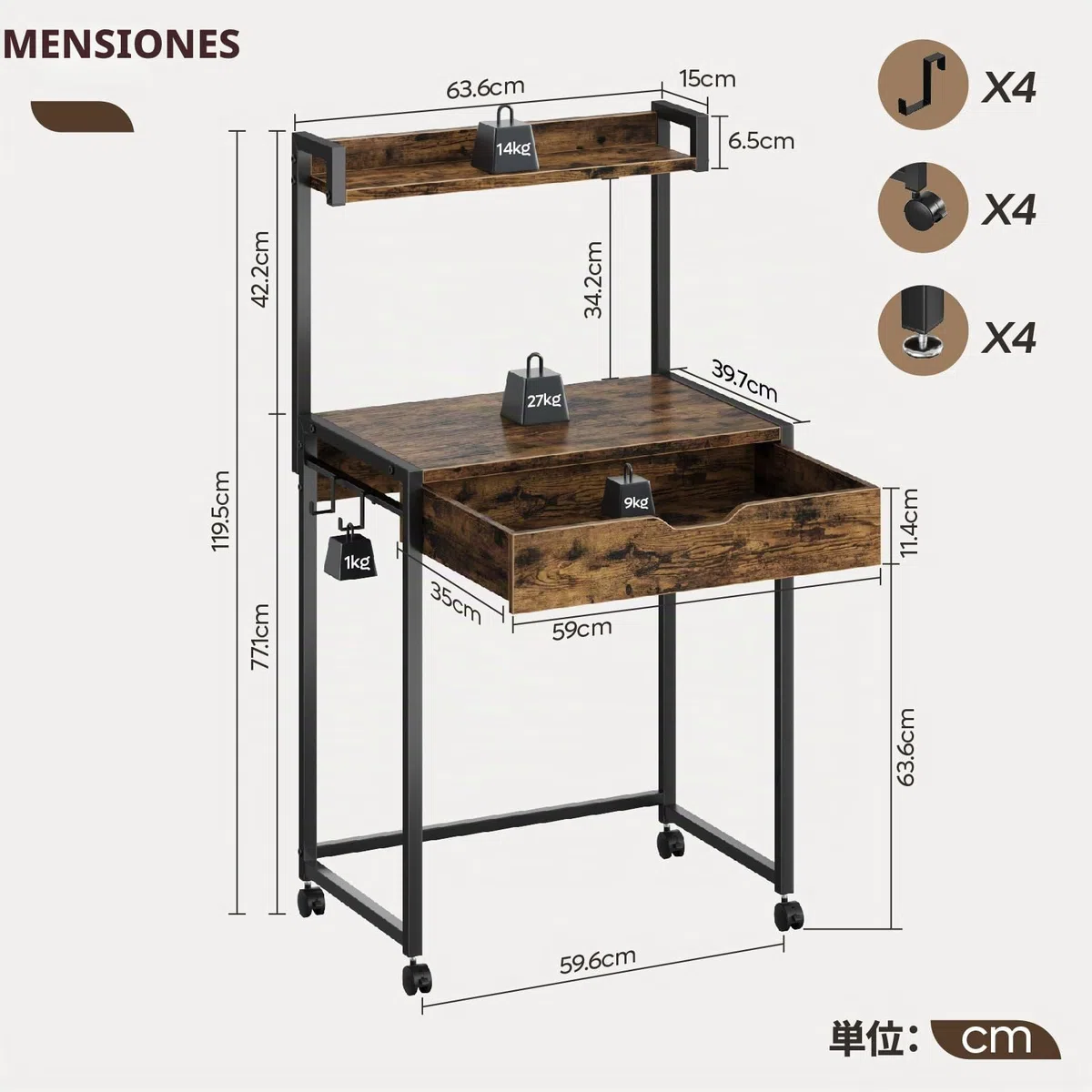 Bestier Pequeña mesa de ordenador de 64 cm con espacio de almacenamiento y cajones, adecuada para estudio, dormitorio, salón y espacios compactos (negro)